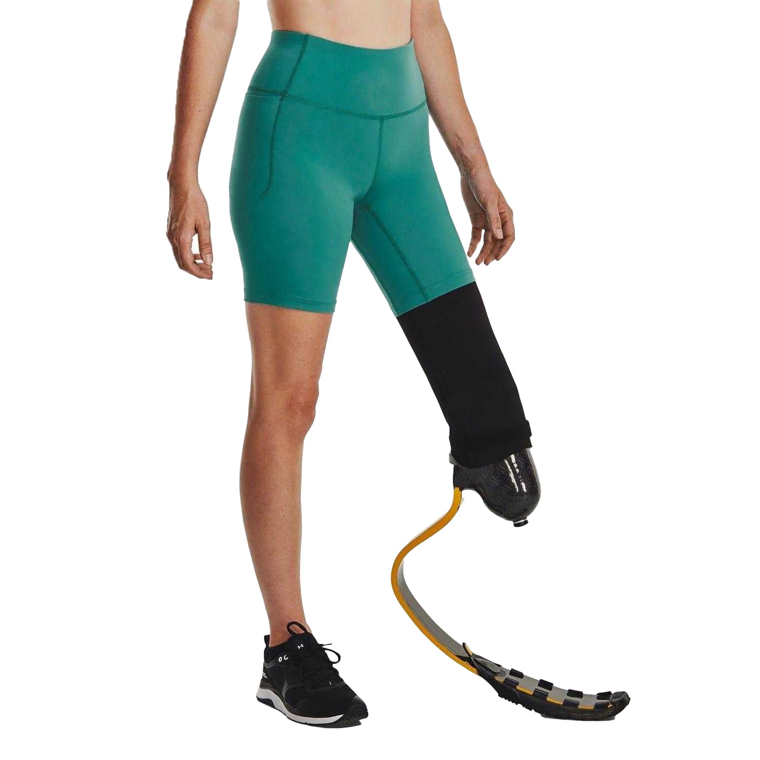 Green - Side - Under Armour Womens-Ladies Meridian Biker Shorts