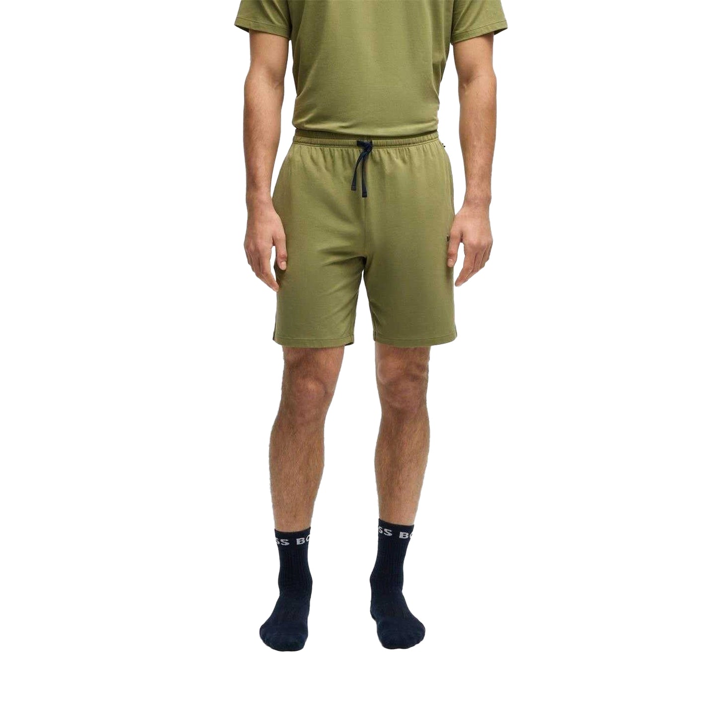 Mid Green - Side - Boss Mens Regular Jersey Shorts