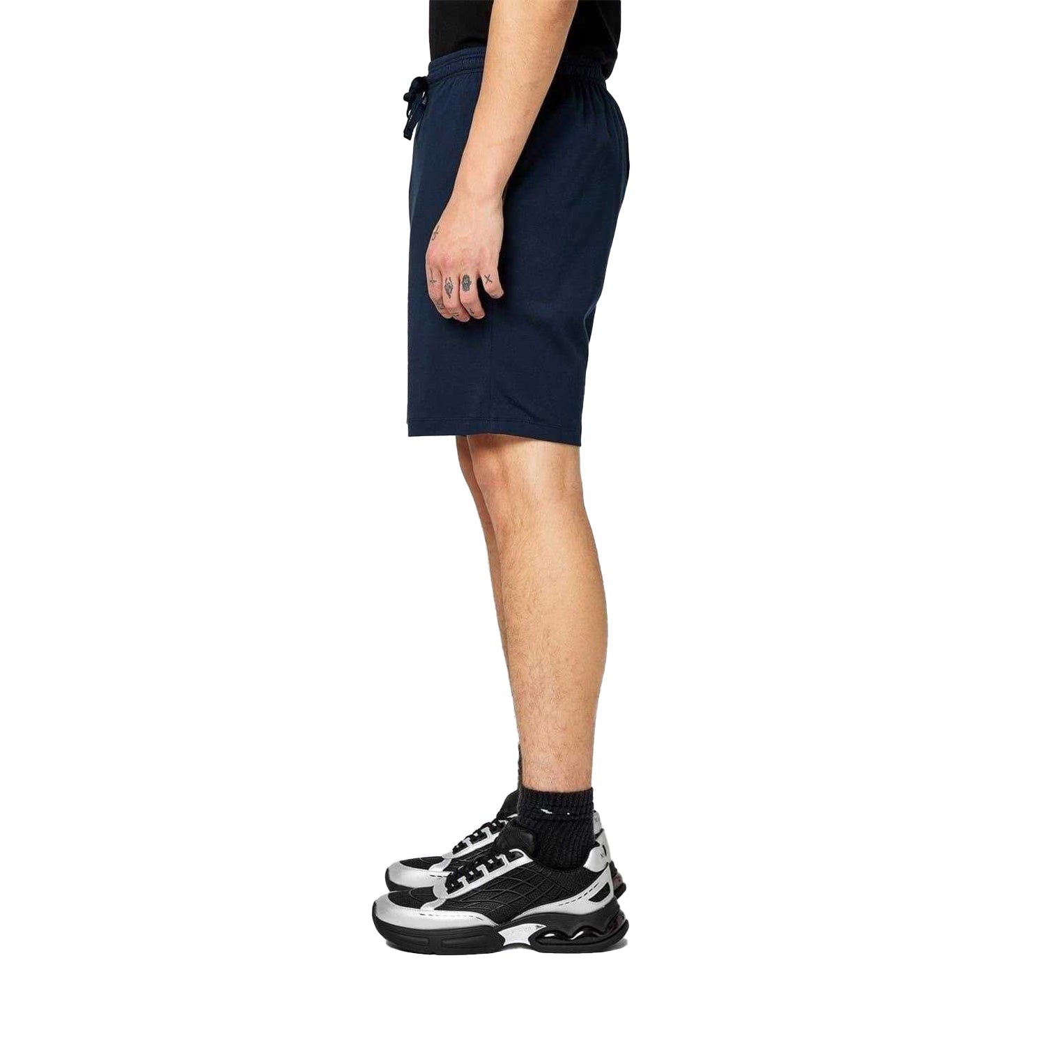 Navy - Side - Boss Mens Regular Jersey Shorts