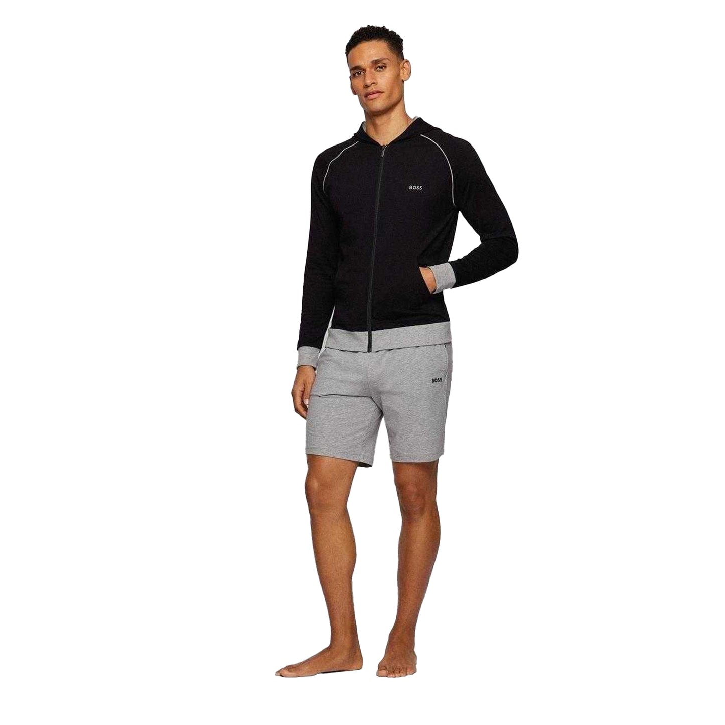 Medium Grey - Side - Boss Mens Regular Jersey Shorts