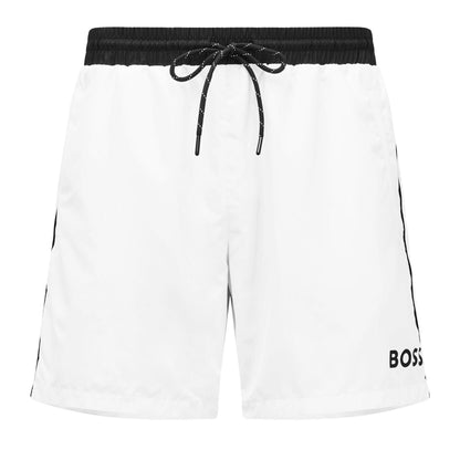 White-Black - Front - Boss Mens Starfish Swim Shorts