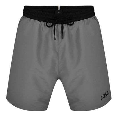 Grey-Black - Front - Boss Mens Starfish Swim Shorts