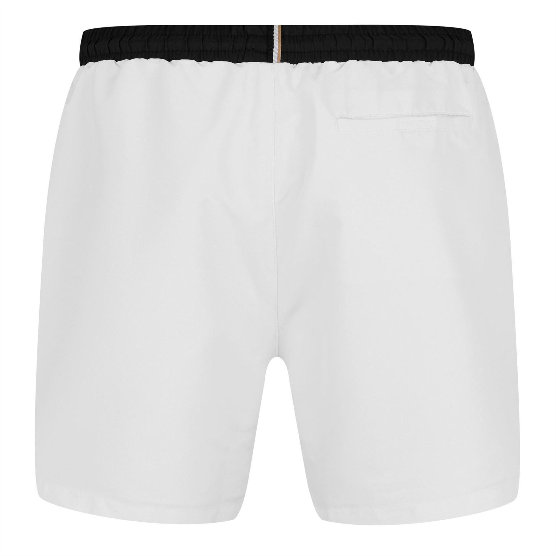 White-Black - Back - Boss Mens Starfish Swim Shorts