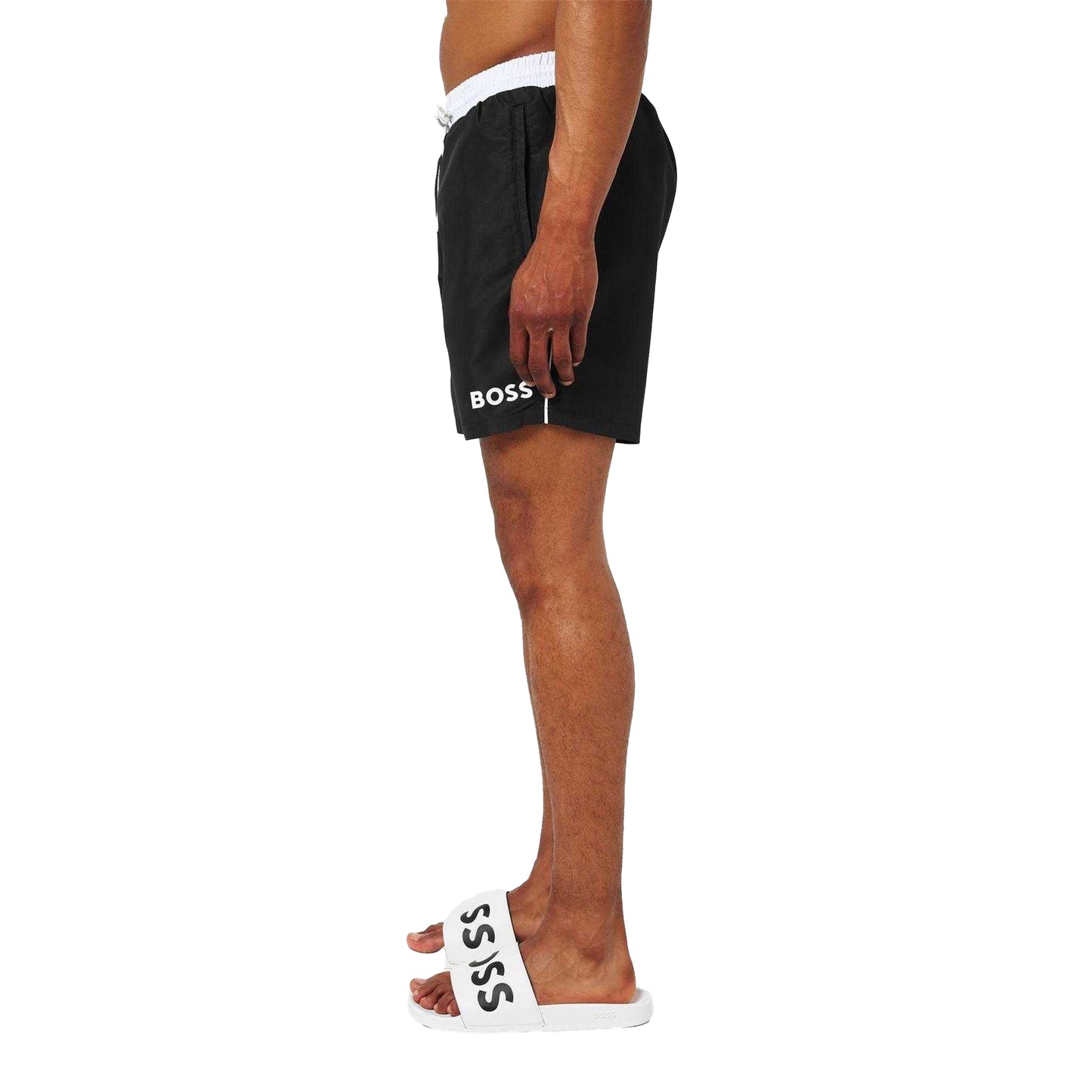 Black - Side - Boss Mens Starfish Swim Shorts