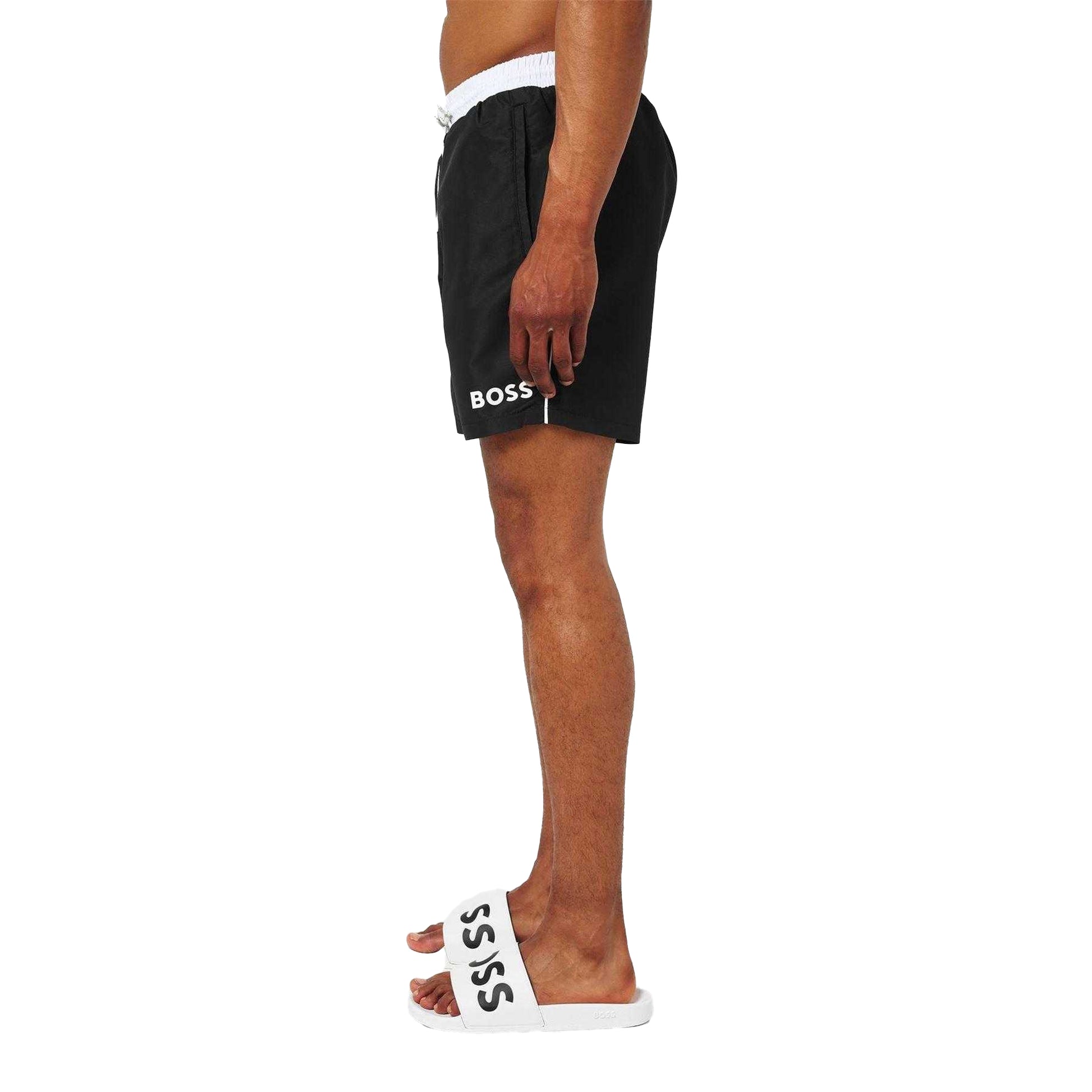 Black - Side - Boss Mens Starfish Swim Shorts