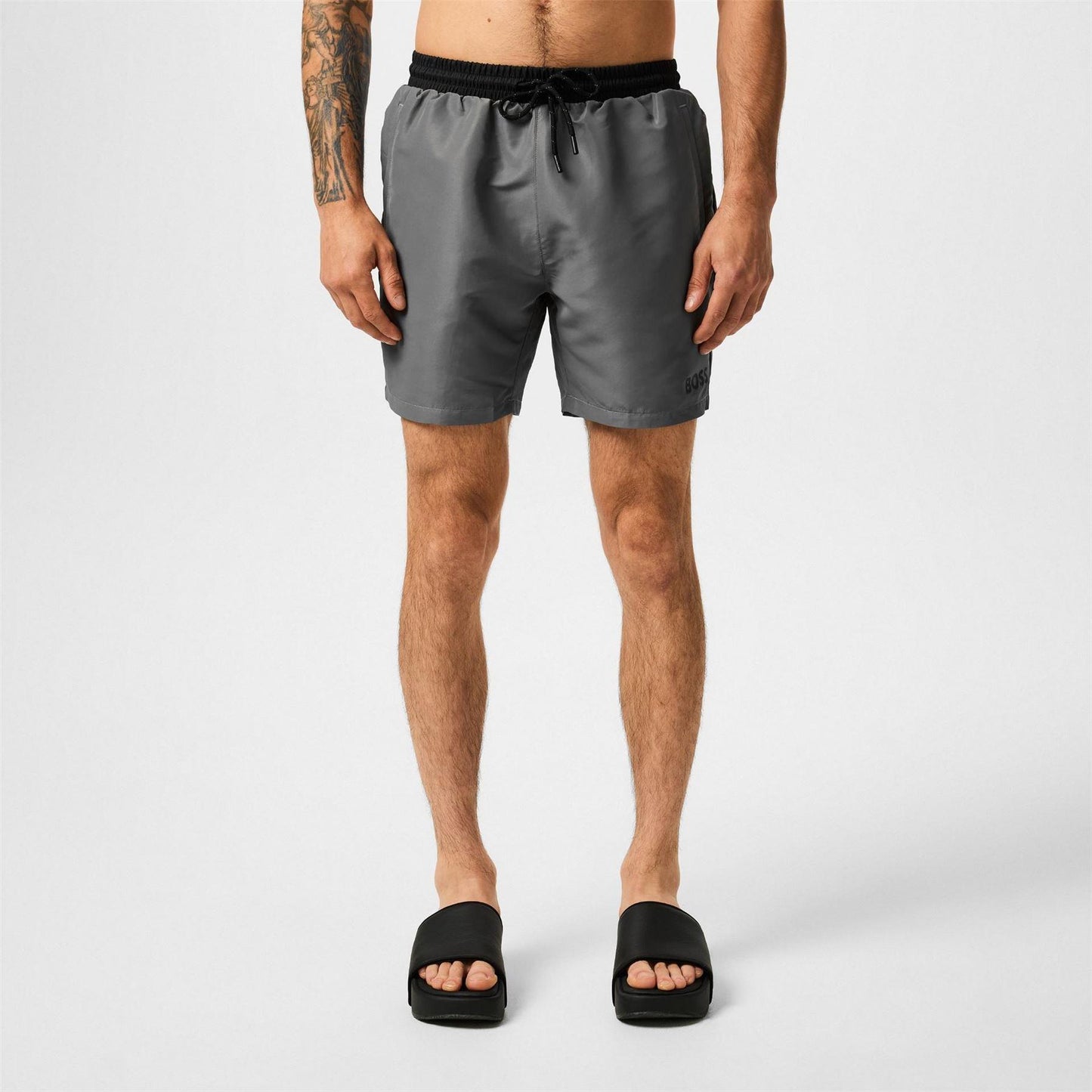 Grey-Black - Side - Boss Mens Starfish Swim Shorts