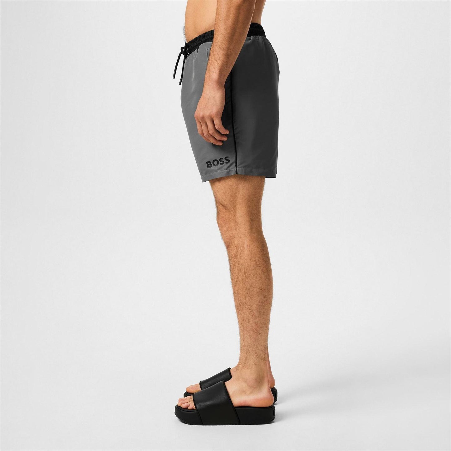 Grey-Black - Pack Shot - Boss Mens Starfish Swim Shorts