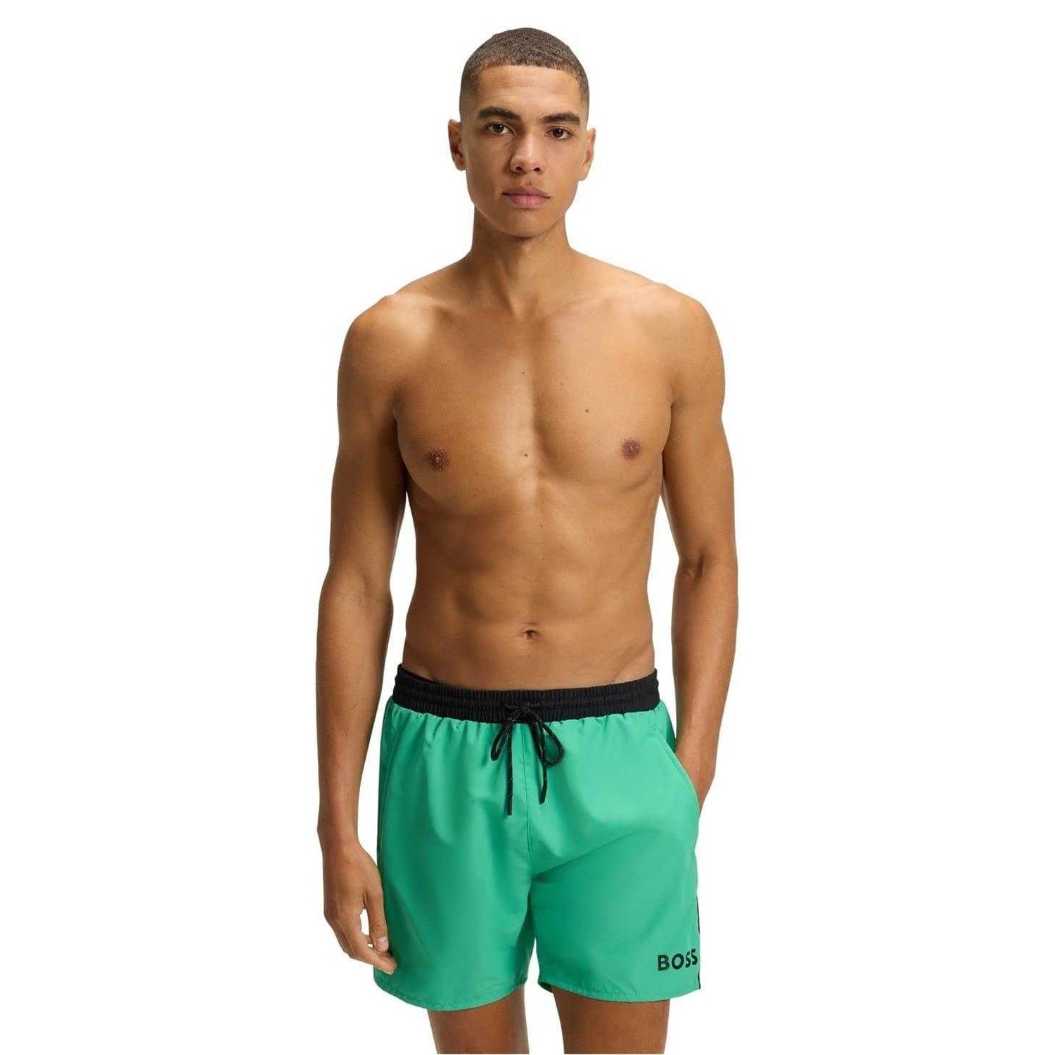Bright Green - Side - Boss Mens Starfish Swim Shorts