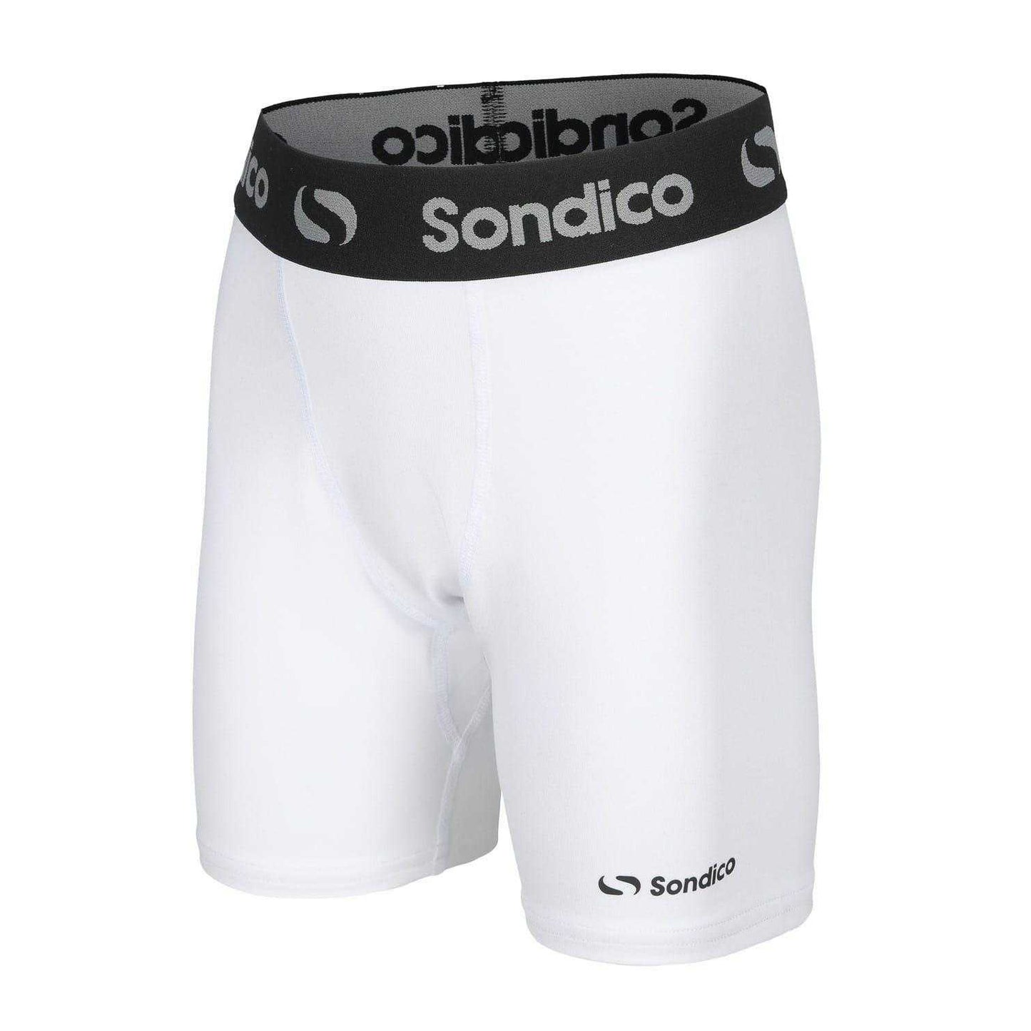 White - Side - Sondico Childrens-Kids Snug Fit Compression Shorts