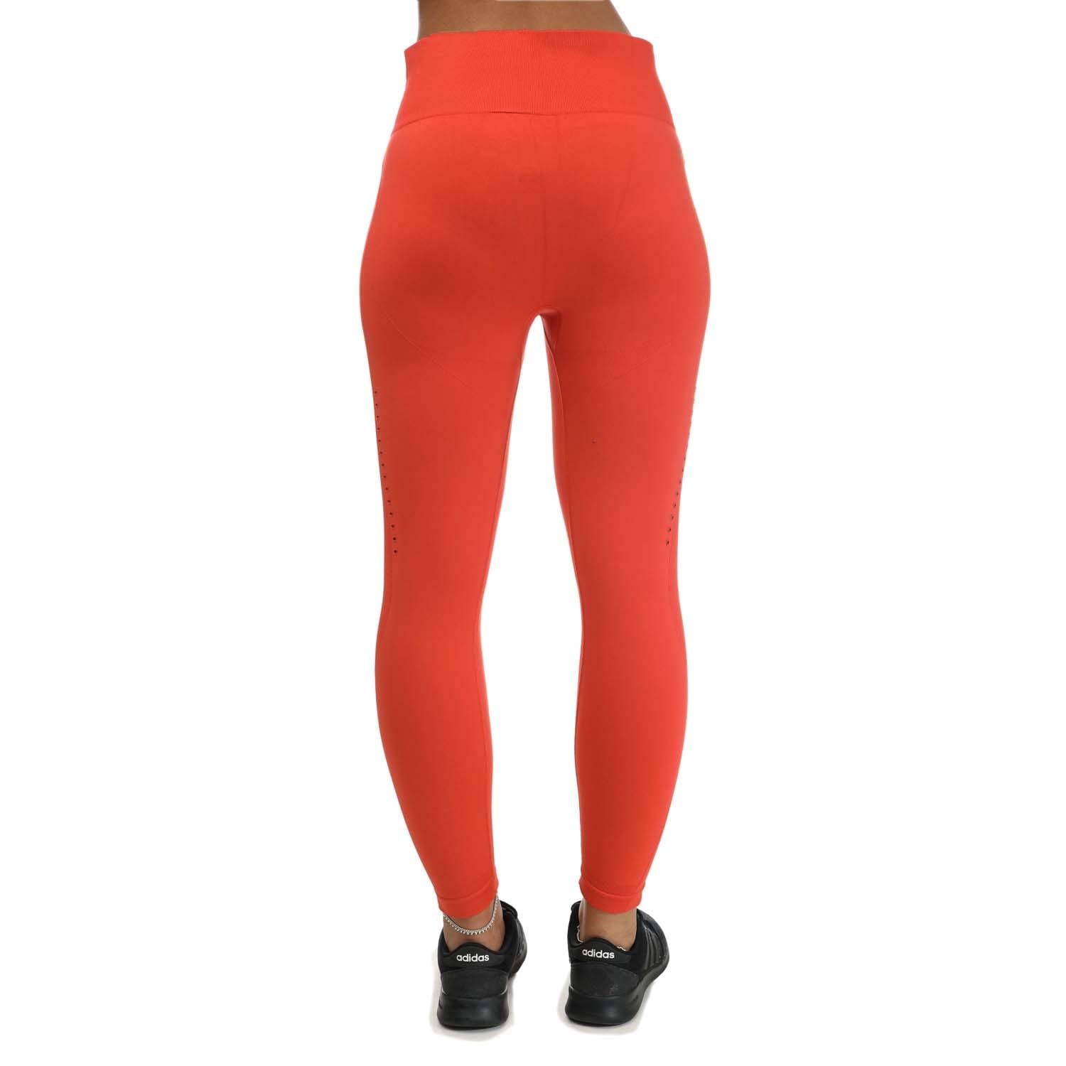 Red - Back - Adidas Womens-Ladies Seamless Yoga 7-8 Leggings