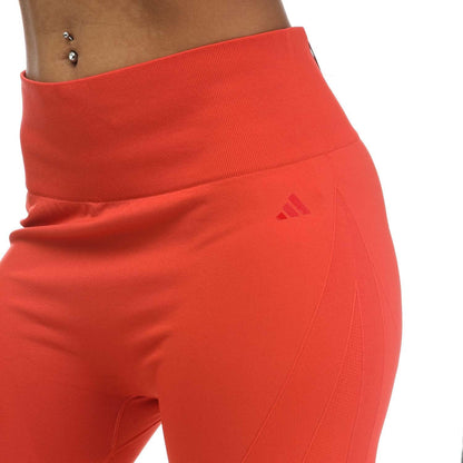 Red - Side - Adidas Womens-Ladies Seamless Yoga 7-8 Leggings