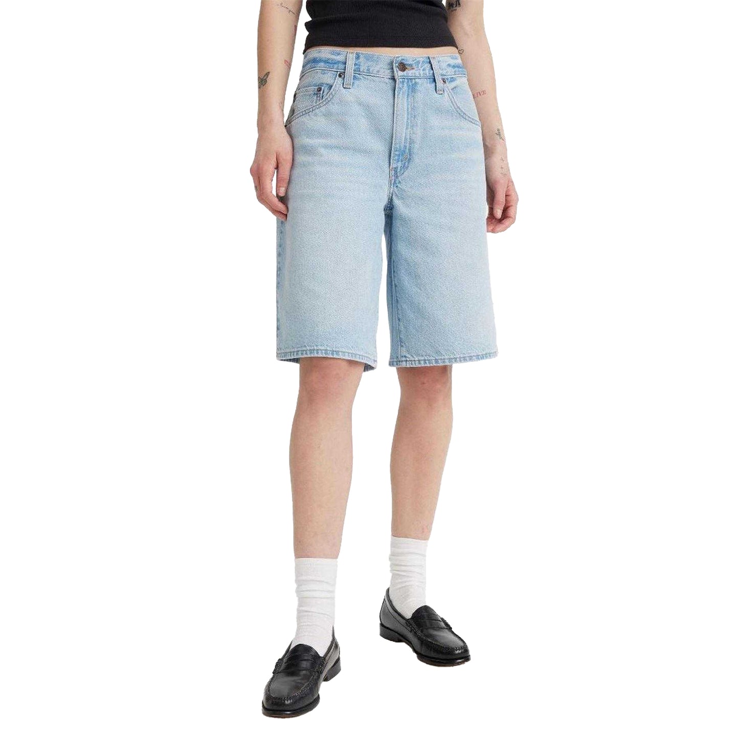 Denim - Side - Levis Womens-Ladies Baggy Shorts