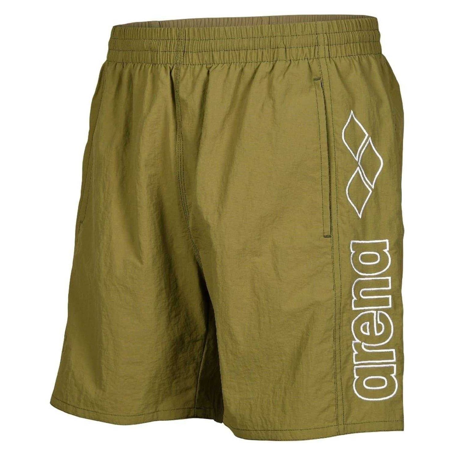 Olive-White - Side - Arena Mens Berry Swim Shorts