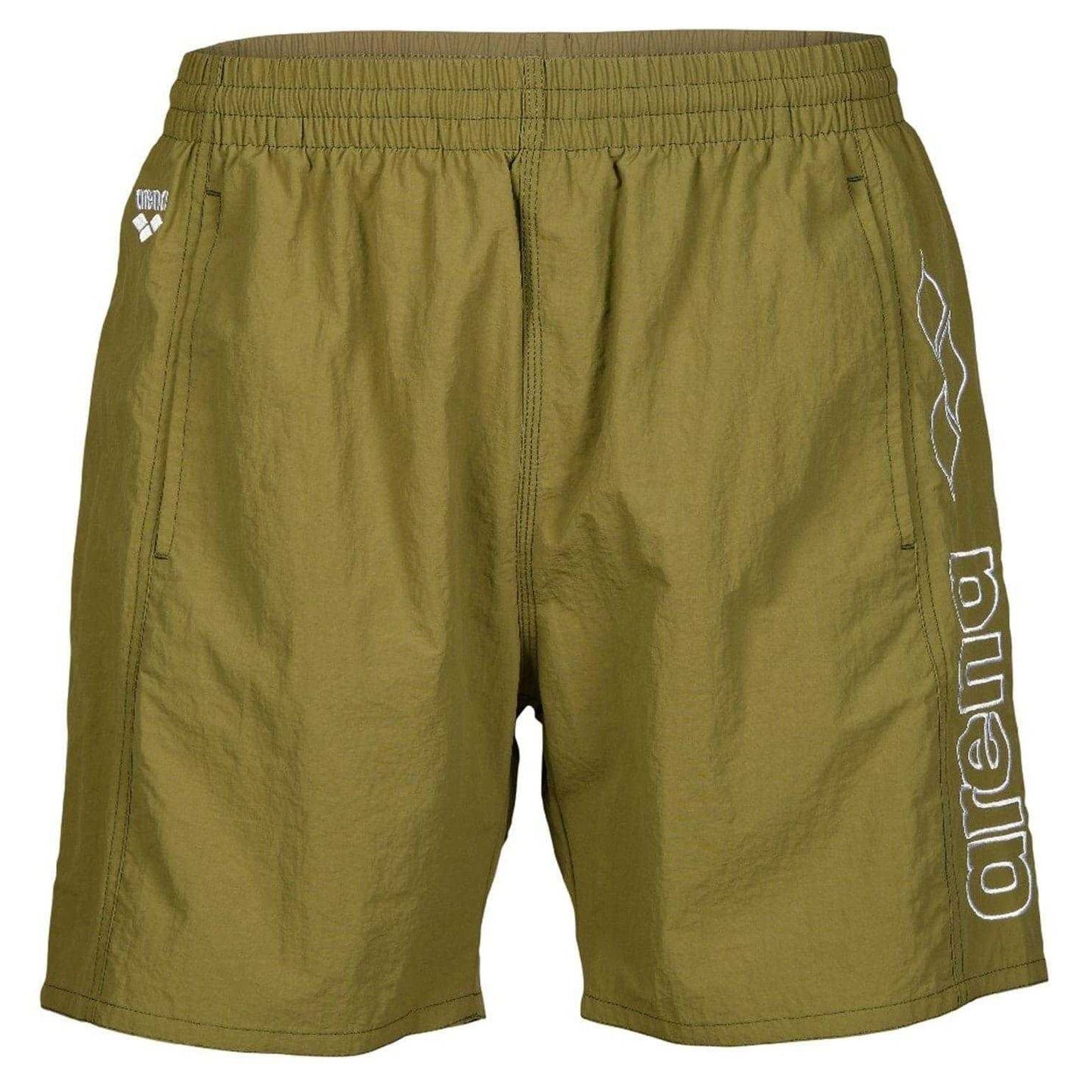 Olive-White - Front - Arena Mens Berry Swim Shorts