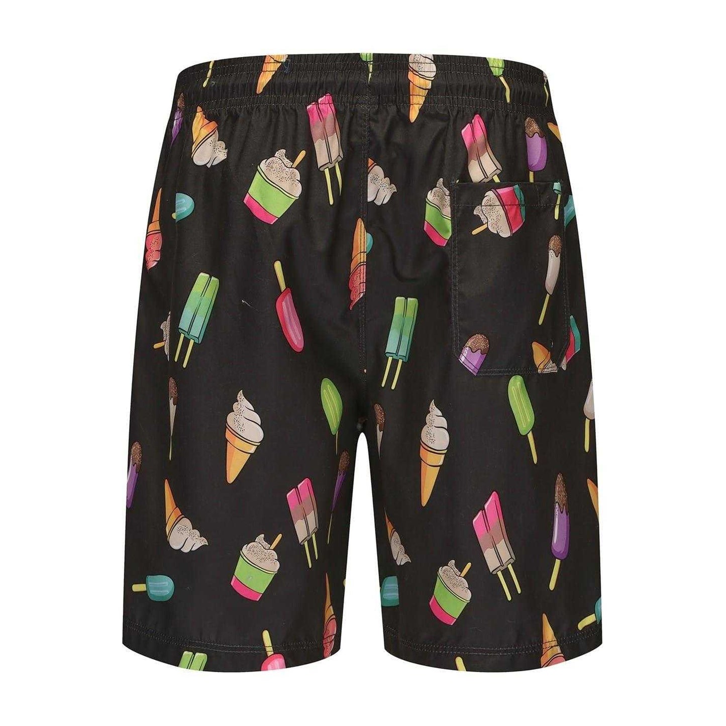 Black - Back - Hot Tuna Mens Ice Cream Regular Swim Shorts