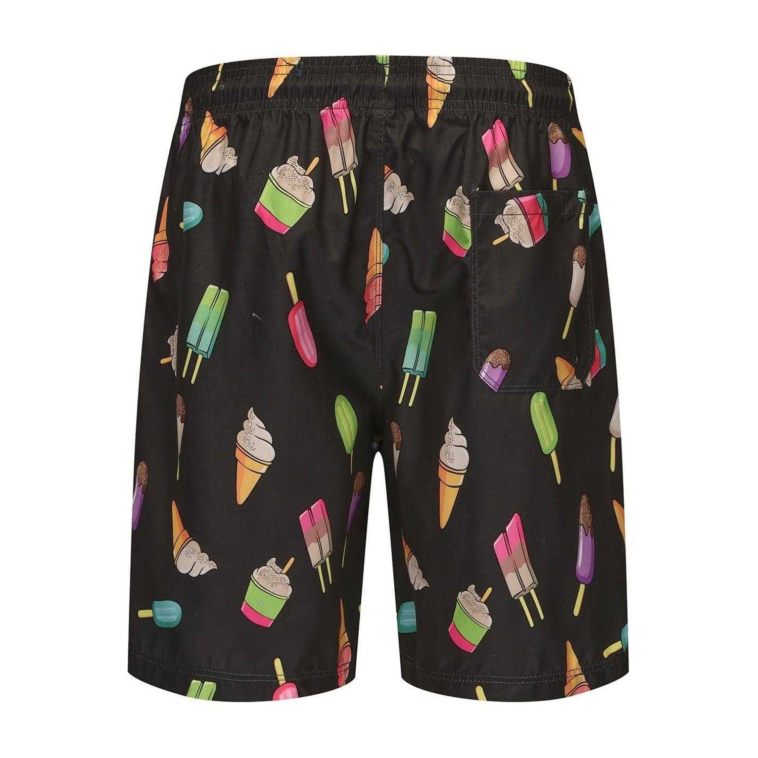 Black - Back - Hot Tuna Mens Ice Cream Regular Swim Shorts