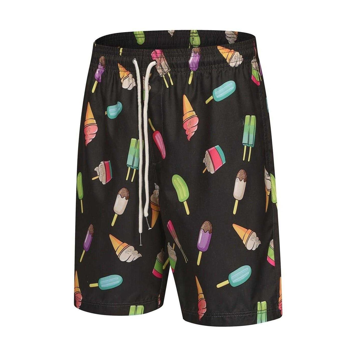 Black - Side - Hot Tuna Mens Ice Cream Regular Swim Shorts