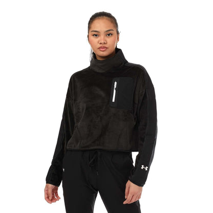 Black - Front - Under Armour Womens-Ladies Journey Mock Neck Fleece Top