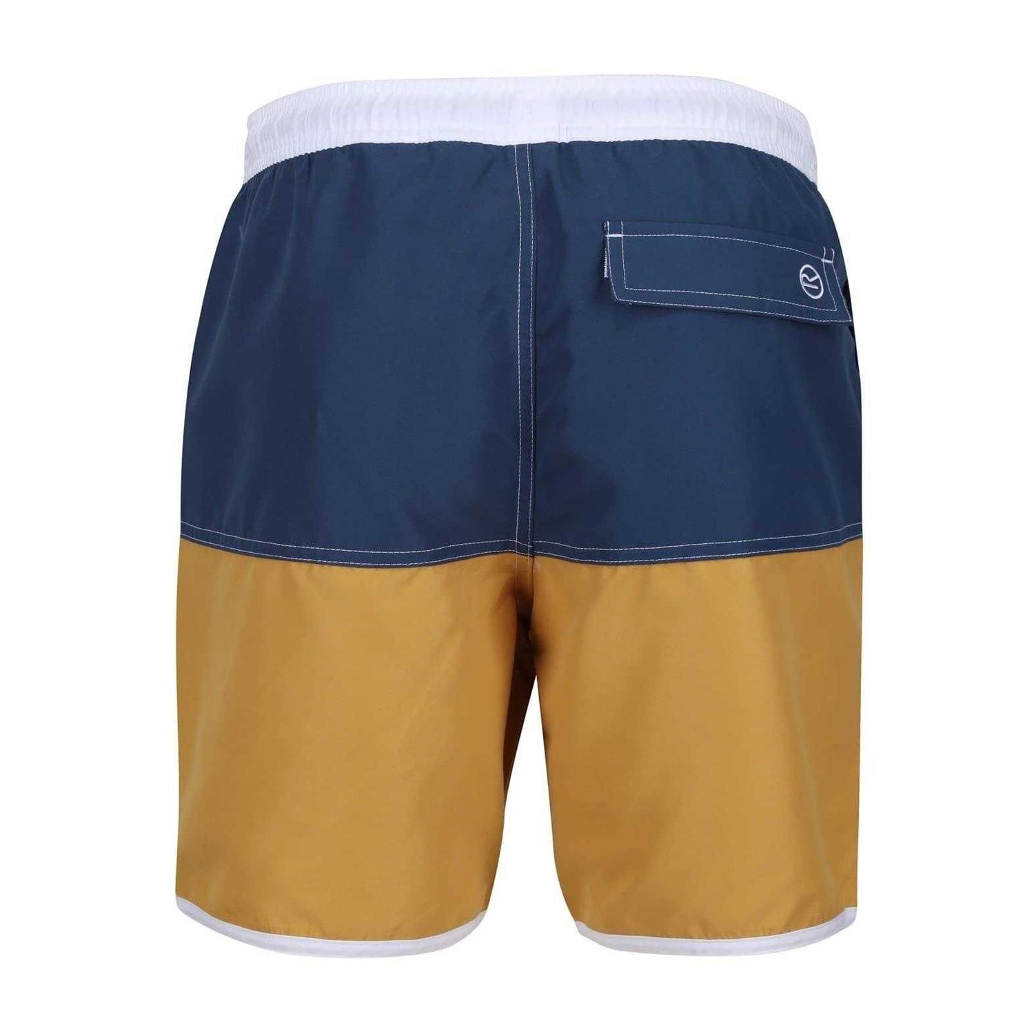 Dark Denim-Gold Straw - Back - Regatta Mens Benicio Swim Shorts