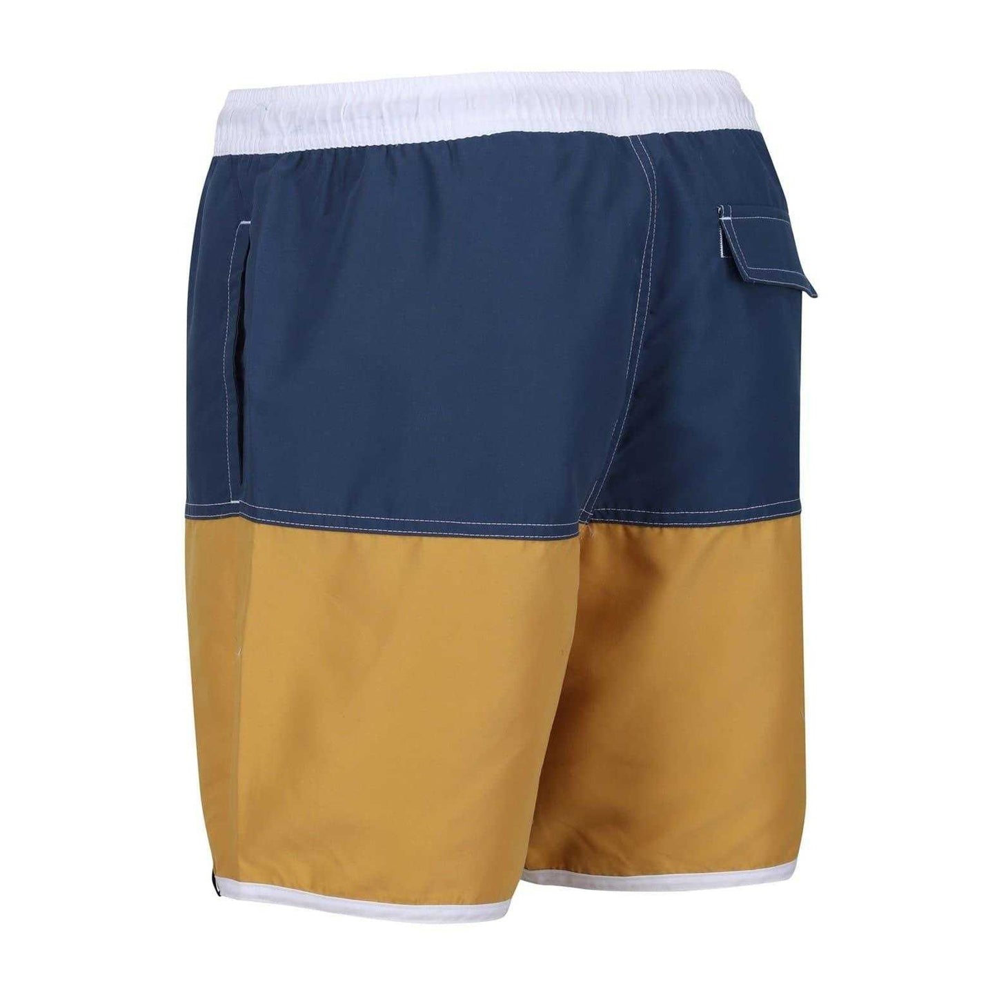 Dark Denim-Gold Straw - Side - Regatta Mens Benicio Swim Shorts