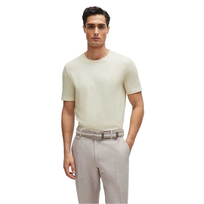 White - Side - Hugo Boss Mens Boss Cotton Regular T-Shirt
