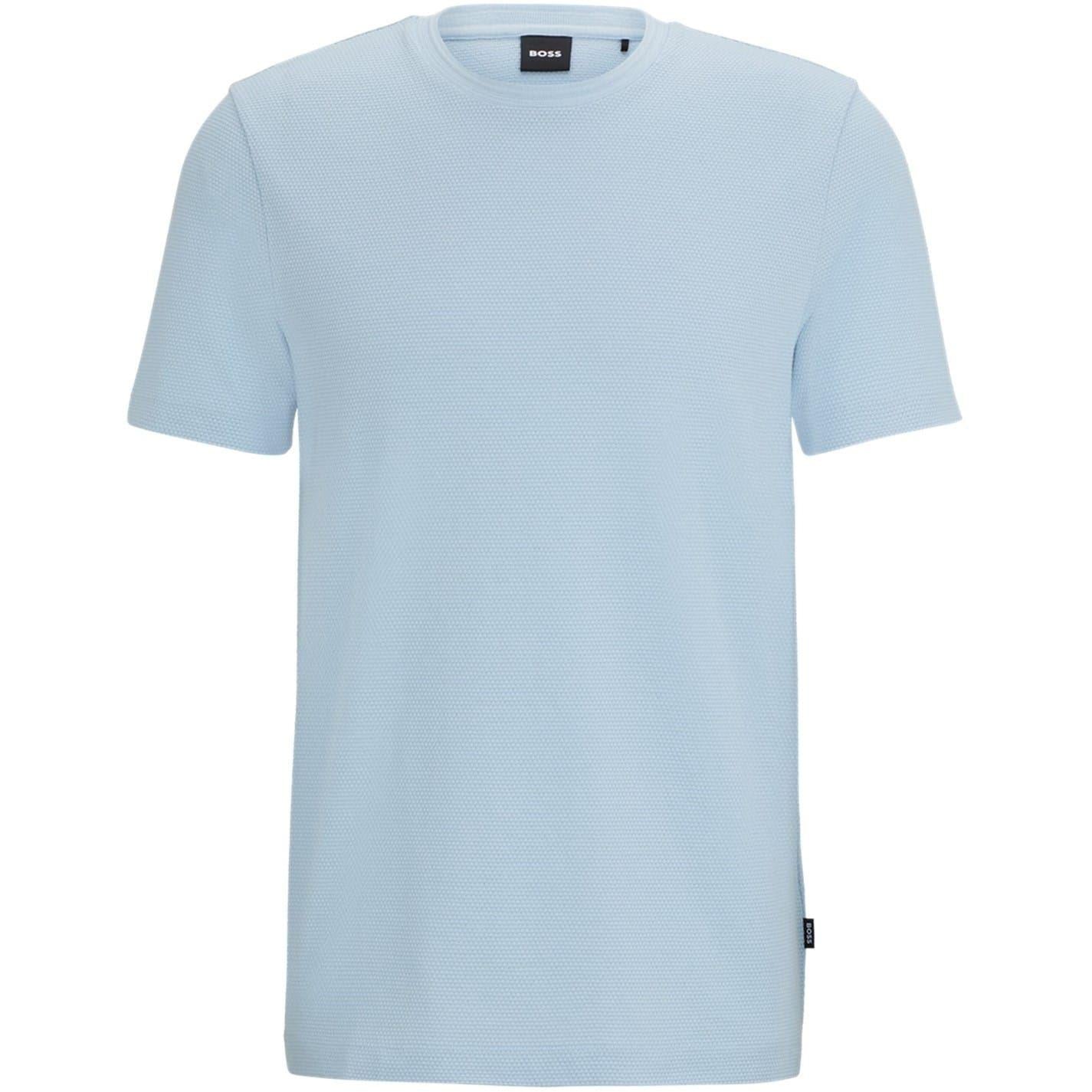 Light Blue - Front - Hugo Boss Mens Boss Cotton Regular T-Shirt