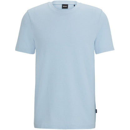Light Blue - Front - Hugo Boss Mens Boss Cotton Regular T-Shirt