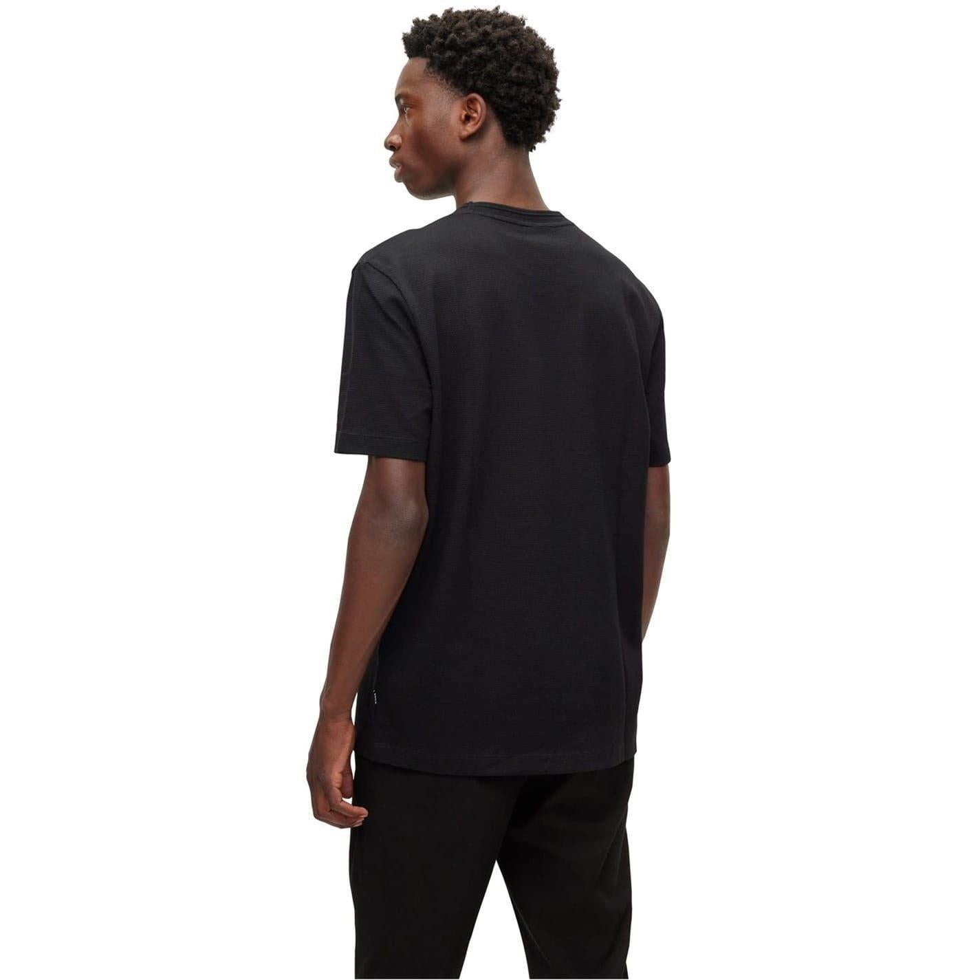 Black - Side - Hugo Boss Mens Boss Cotton Regular T-Shirt