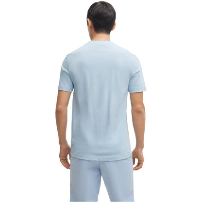 Light Blue - Side - Hugo Boss Mens Boss Cotton Regular T-Shirt
