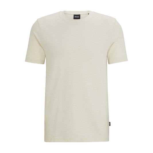White - Front - Hugo Boss Mens Boss Cotton Regular T-Shirt