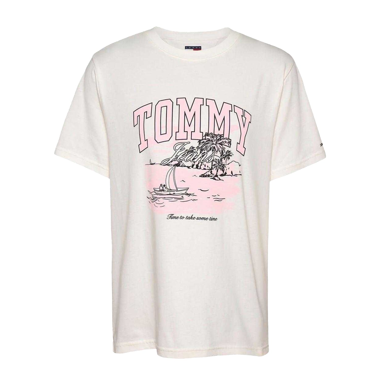 Ecru - Front - Tommy Jeans Womens-Ladies Regular T-Shirt