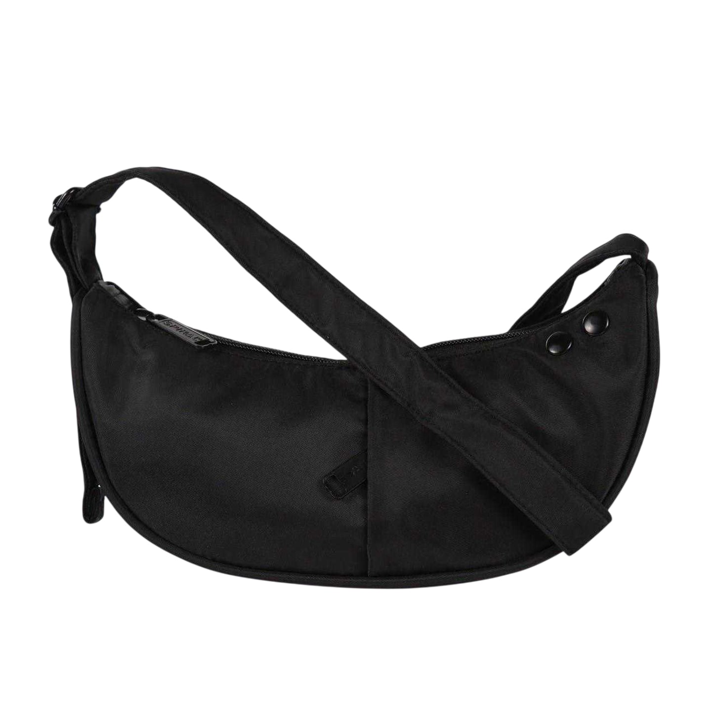 Black - Back - Spiral Cali Crescent Shaped Everyday Crossbody Bag