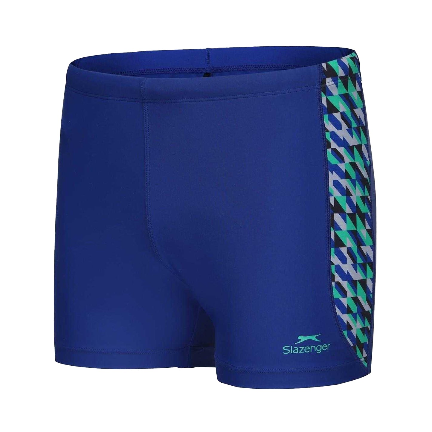 Blue - Front - Slazenger Mens Geometric Pattern Swimming Trunks