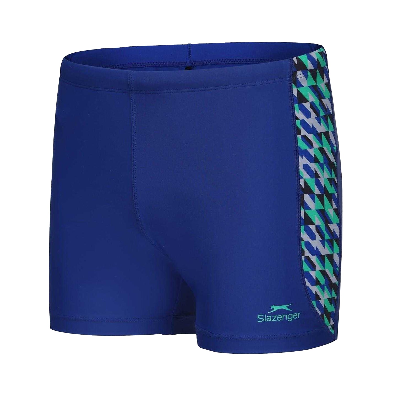 Blue - Front - Slazenger Mens Geometric Pattern Swimming Trunks