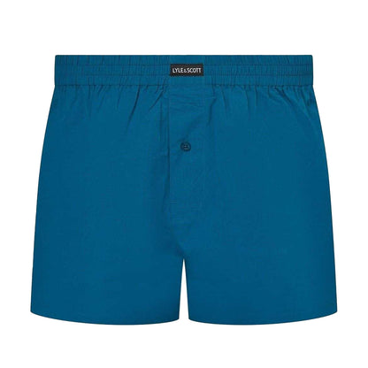 Blue - Side - Lyle & Scott Mens Plain Regular Boxer Shorts (Pack of 3)