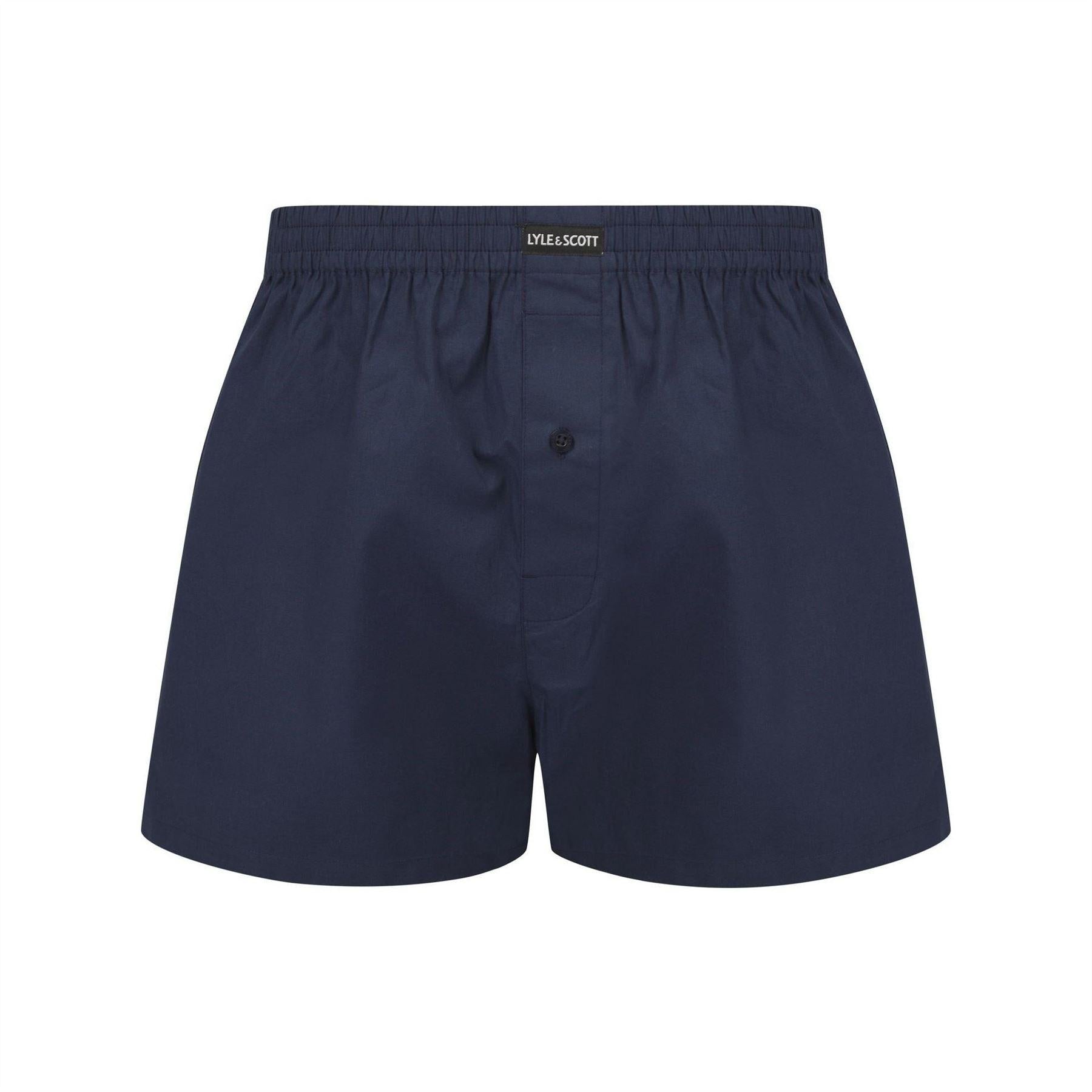 Navy-Light Blue-Chambray - Back - Lyle & Scott Mens Plain Regular Boxer Shorts (Pack of 3)