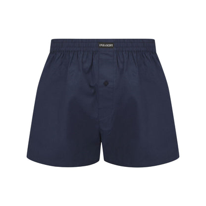 Navy-Light Blue-Chambray - Back - Lyle & Scott Mens Plain Regular Boxer Shorts (Pack of 3)