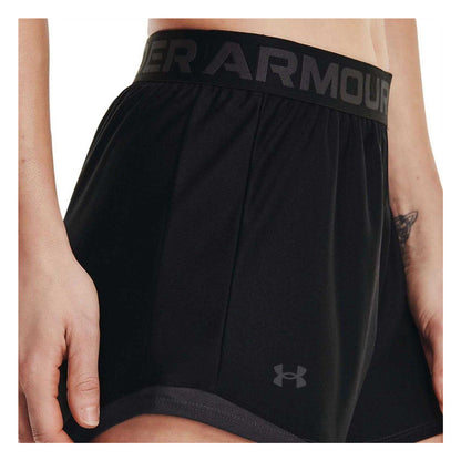 Black - Side - Under Armour Womens-Ladies Play Up Shorts