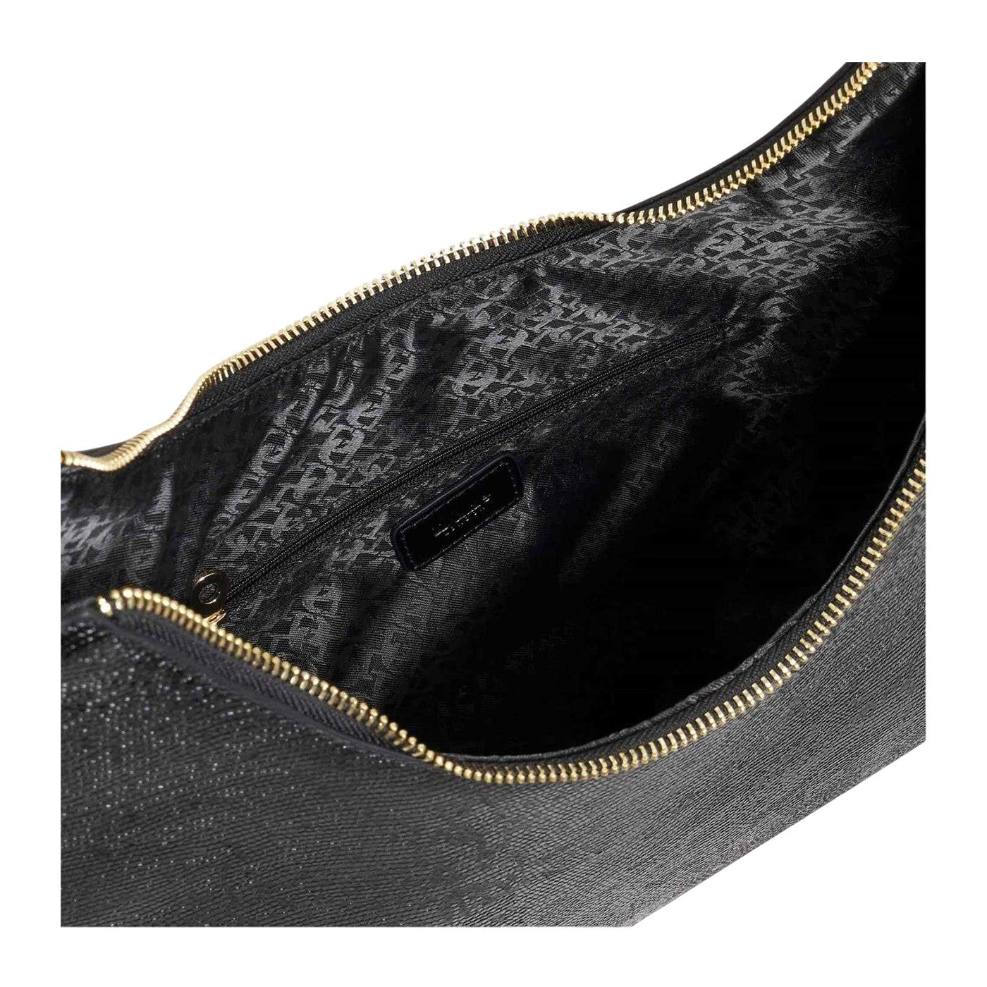 Black - Side - Dune London Daintily Shimmer Shoulder Bag