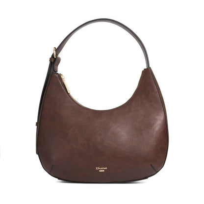 Dark Brown - Front - Dune London Daintily Shimmer Shoulder Bag