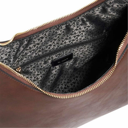 Dark Brown - Side - Dune London Daintily Shimmer Shoulder Bag