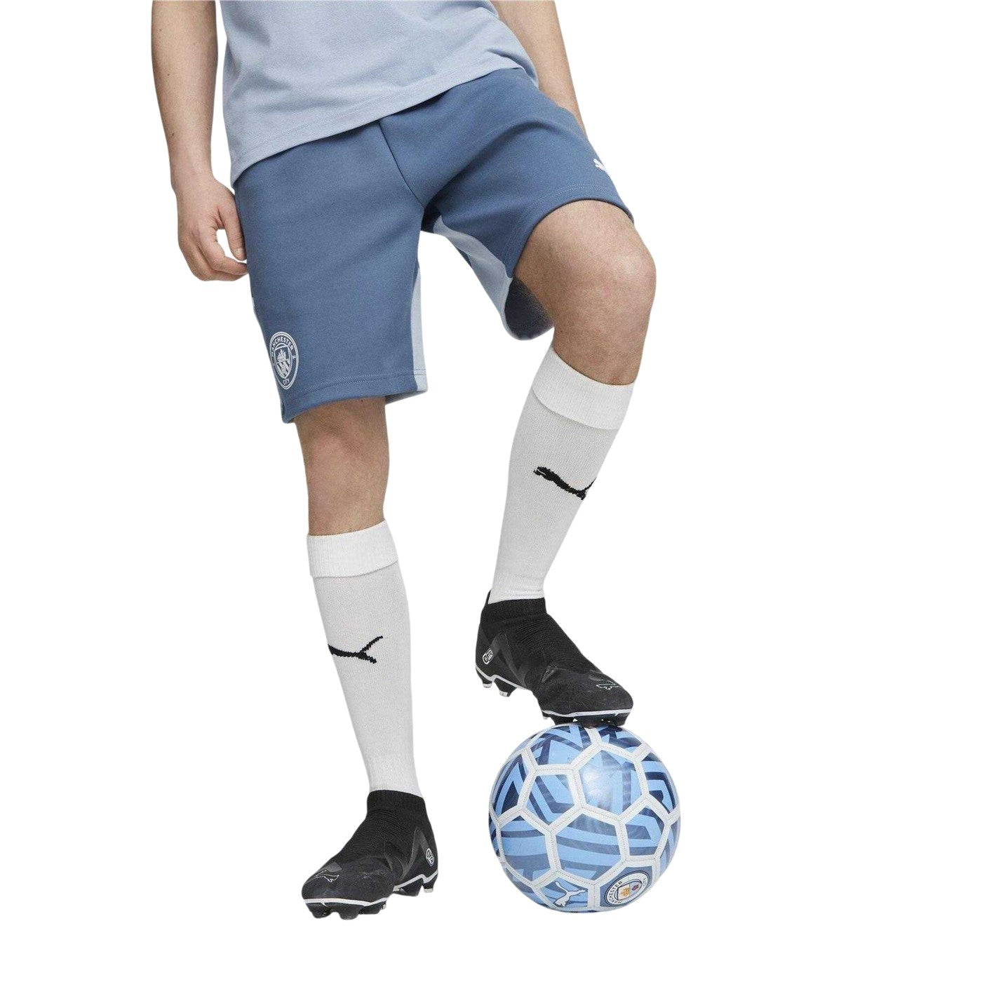 Deep Dive - Side - Puma Mens Casuals Elasticated Manchester City FC Football Shorts