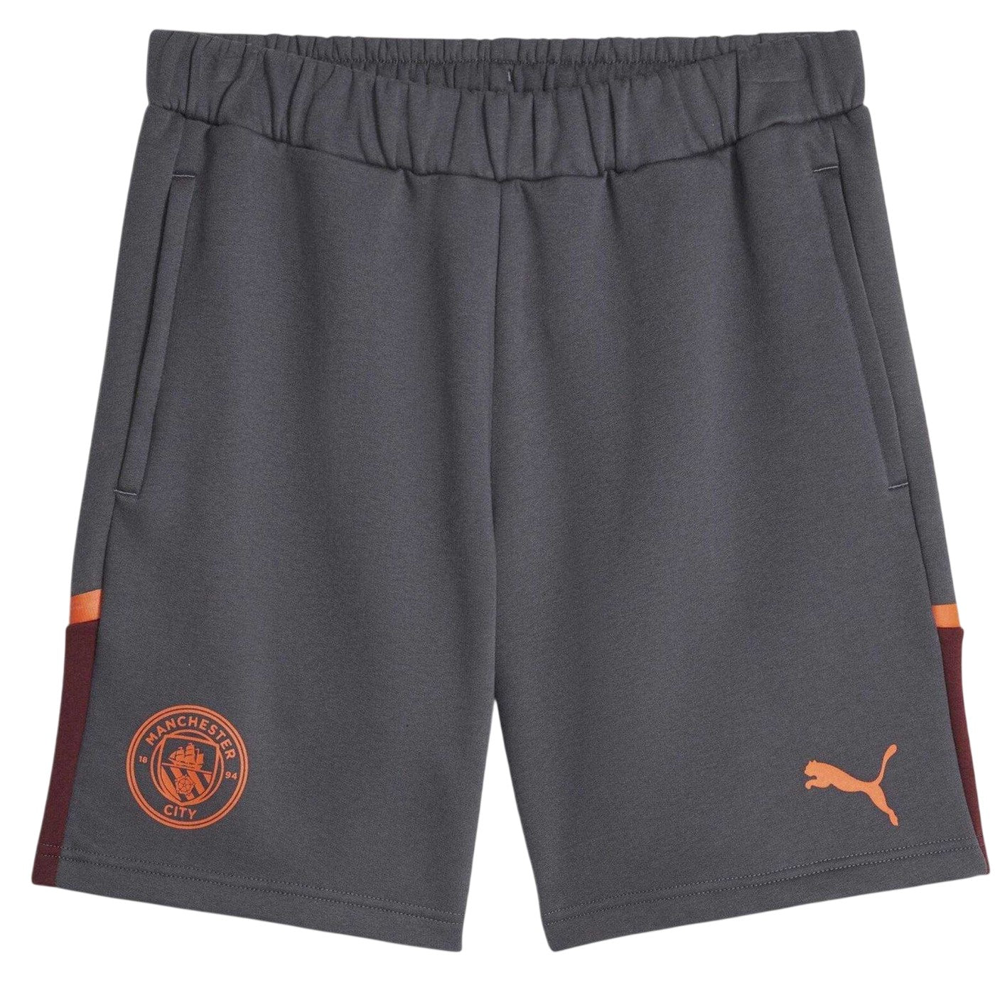 Grey - Front - Puma Mens Casuals Elasticated Manchester City FC Football Shorts