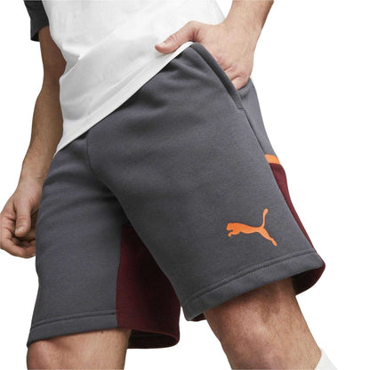 Grey - Side - Puma Mens Casuals Elasticated Manchester City FC Football Shorts