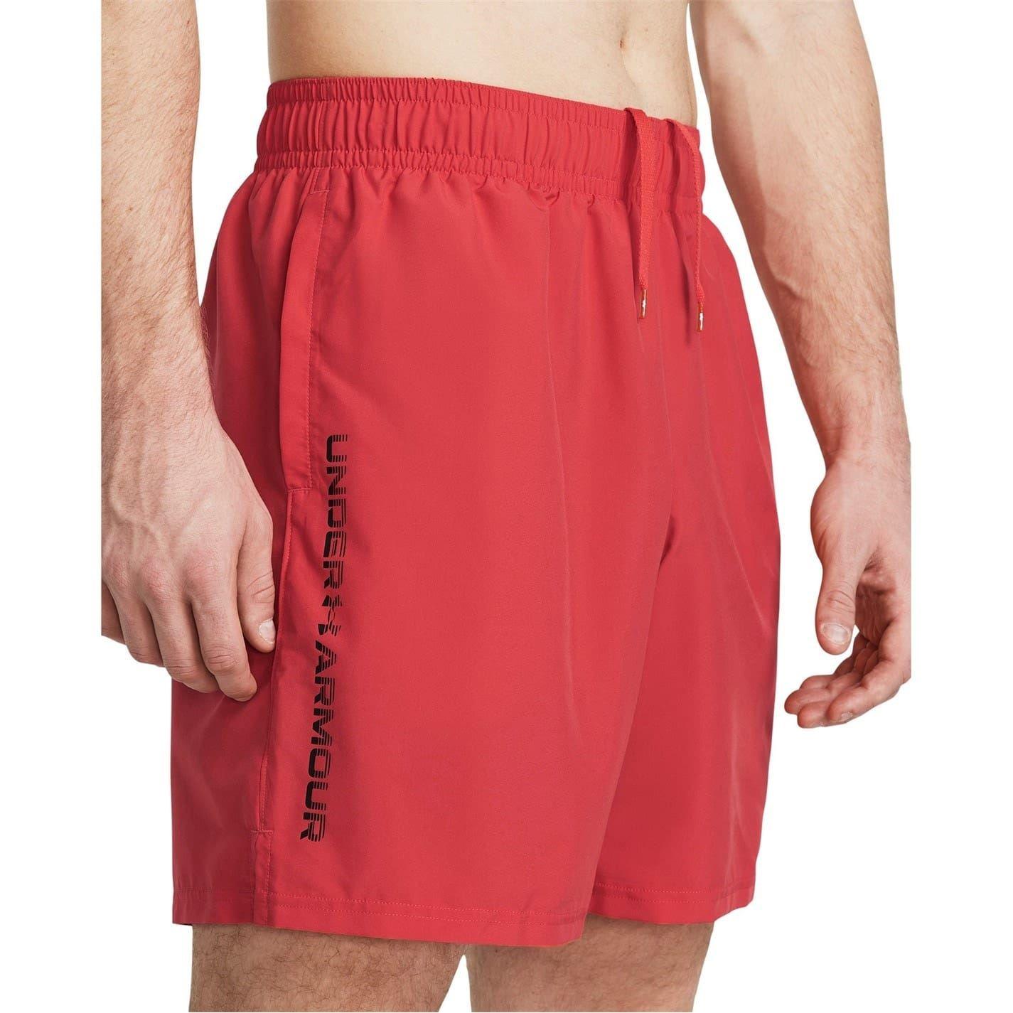 Red-Black - Back - Under Armour Mens Vertical Logo Regular Shorts