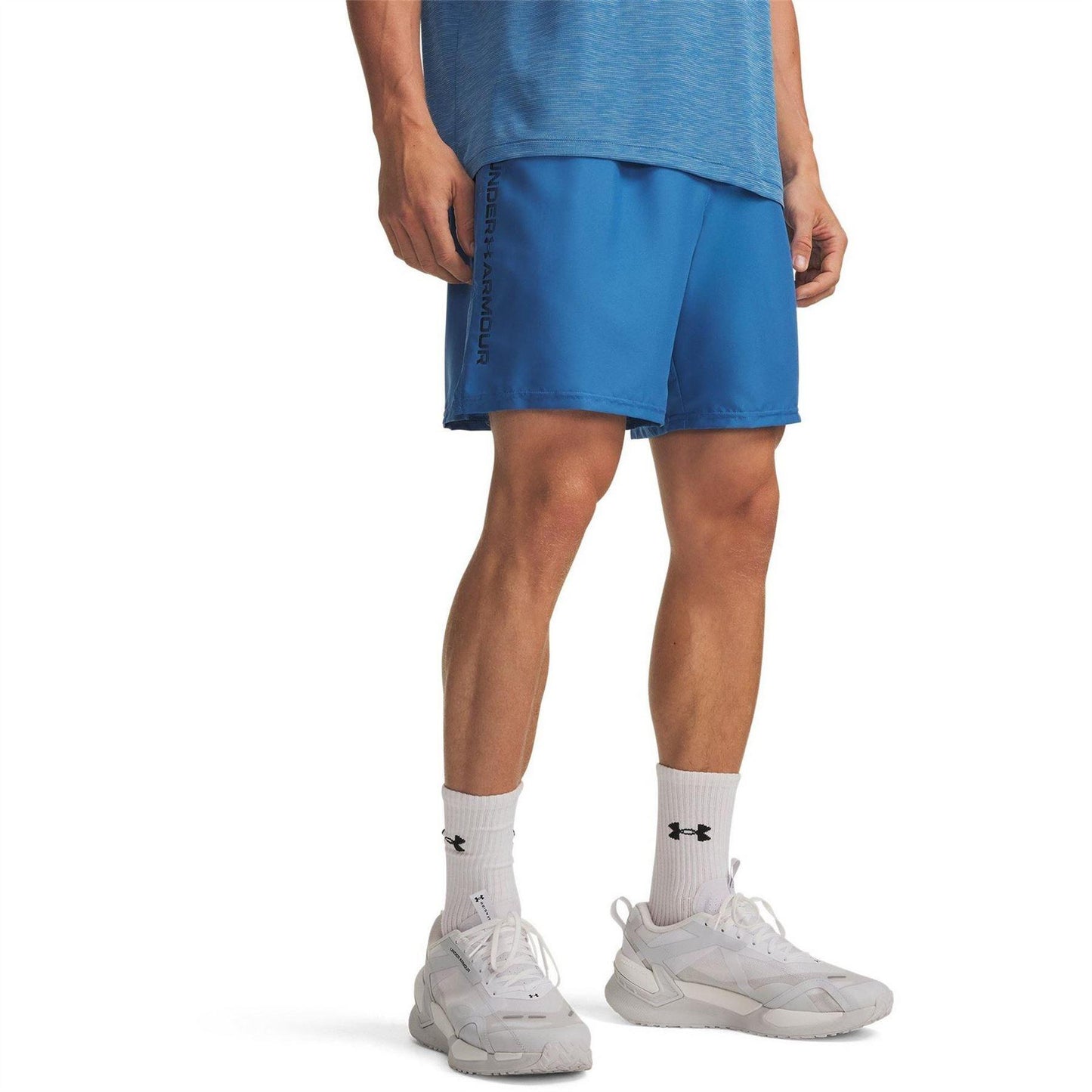 Blue-Black - Front - Under Armour Mens Vertical Logo Regular Shorts