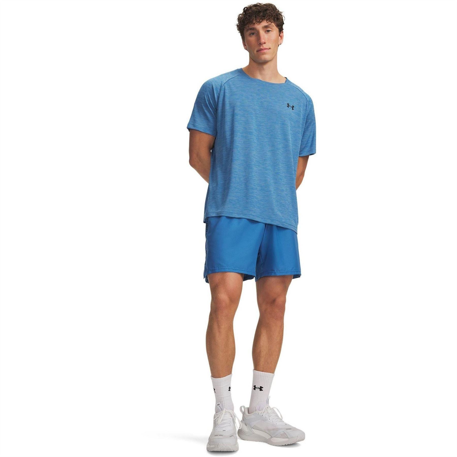 Blue-Black - Side - Under Armour Mens Vertical Logo Regular Shorts