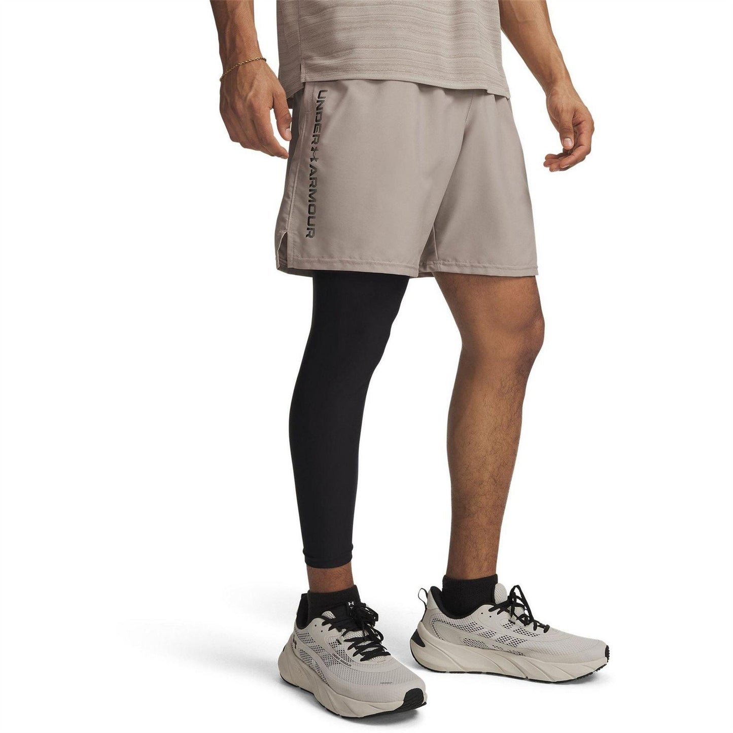 Taupe-Black - Front - Under Armour Mens Vertical Logo Regular Shorts