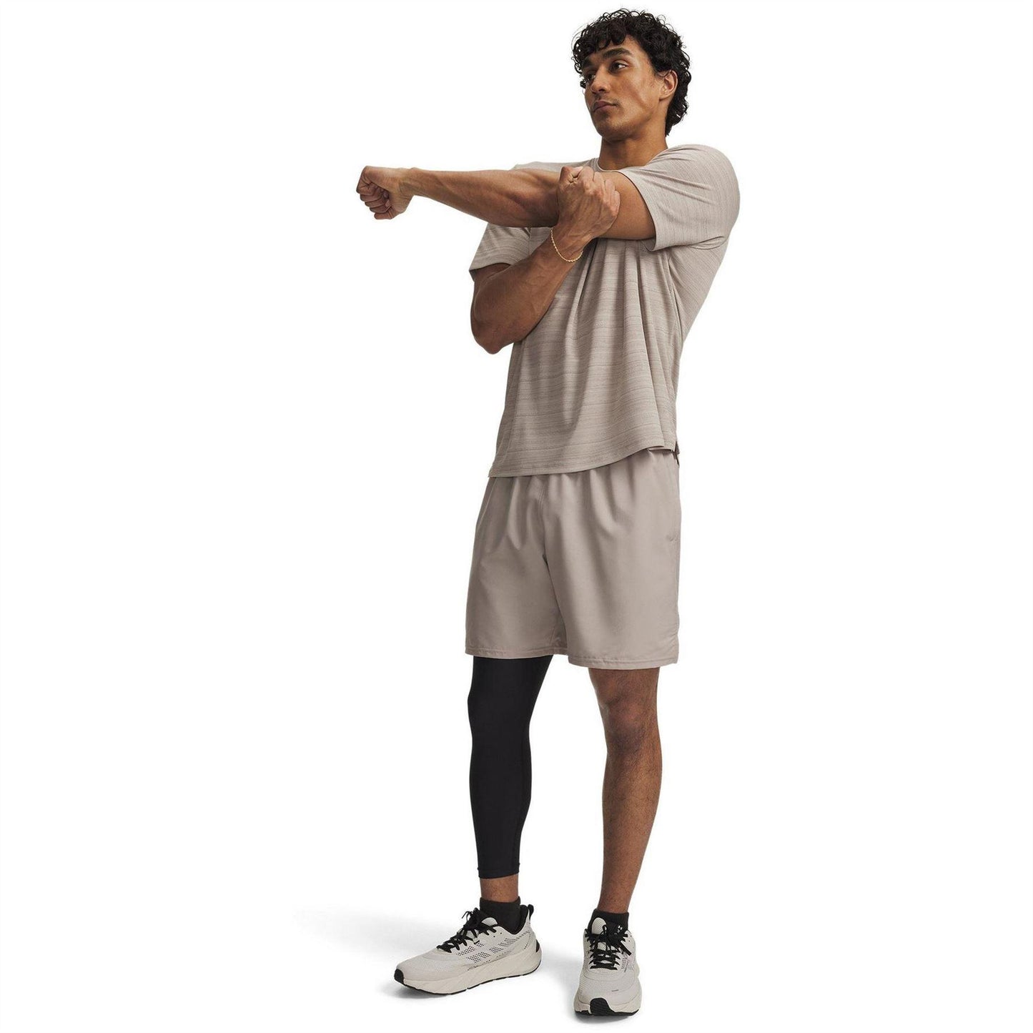 Taupe-Black - Side - Under Armour Mens Vertical Logo Regular Shorts