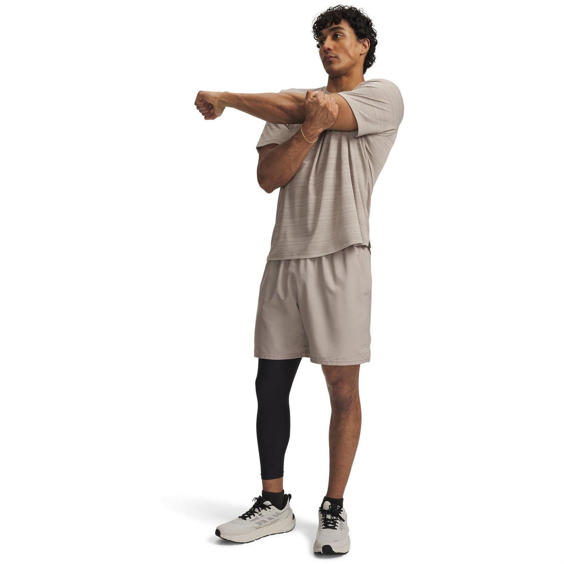 Taupe-Black - Side - Under Armour Mens Vertical Logo Regular Shorts